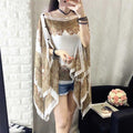 Women's Summer Ethnic Retro Chiffon Printed Lightweight Sun-Protection Top + Shawl + - Black