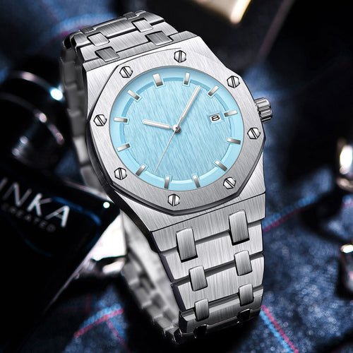 PINTIME / Item Time TikTok Watch Live Bestseller Eight Edge Shape With Screw Silk Wear Jewelry Ring Waterproof Quartz Watch Men