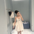 Haute Couture Letter Logo Floral Embroidered Camisole Lace Dress