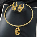 EU/US Import Creative Geometric Leaves Cutout Pendant Multi Style Chain Necklace Earrings Set 2-Piece Set Women