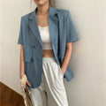 Women's Summer Fashion Elegant Short Sleeve Lightweight Loose Blazer + Top 2026 - As Pictured