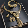 Overseas Middle East Coated 18K Gold Cutout Necklace Earrings Set Ring Bracelet Set Dubai Western Bride Wedding Jewelry
