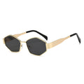 Overseas Sunglasses New Quilted Shape Arc de Triomphe Influencer Fashionable Glasses Metal Small-Frame Polygon Sunshade Sunglasses