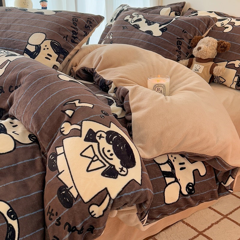 Bear Park Coral Fleece 4-Piece Winter Bedding Set - view 4