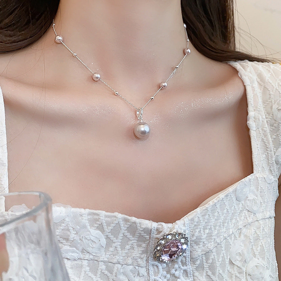 French Irregular Pearl Pendant Necklace - view 3