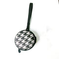Round Frame Fold Bag Glasses Case Jewelry Storage Bag Round Box Black/White Grid Zipper Bag Fold Reading Glasses