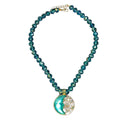 Vintage Dream Net Moon Necklace Niche Fashionable Heavy-Duty Versatile Pendant Two-Tone Round Crystal Necklace