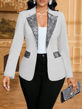 Women's Elegant Versatile Lapel Collar Sequin Blazer 2026 - White