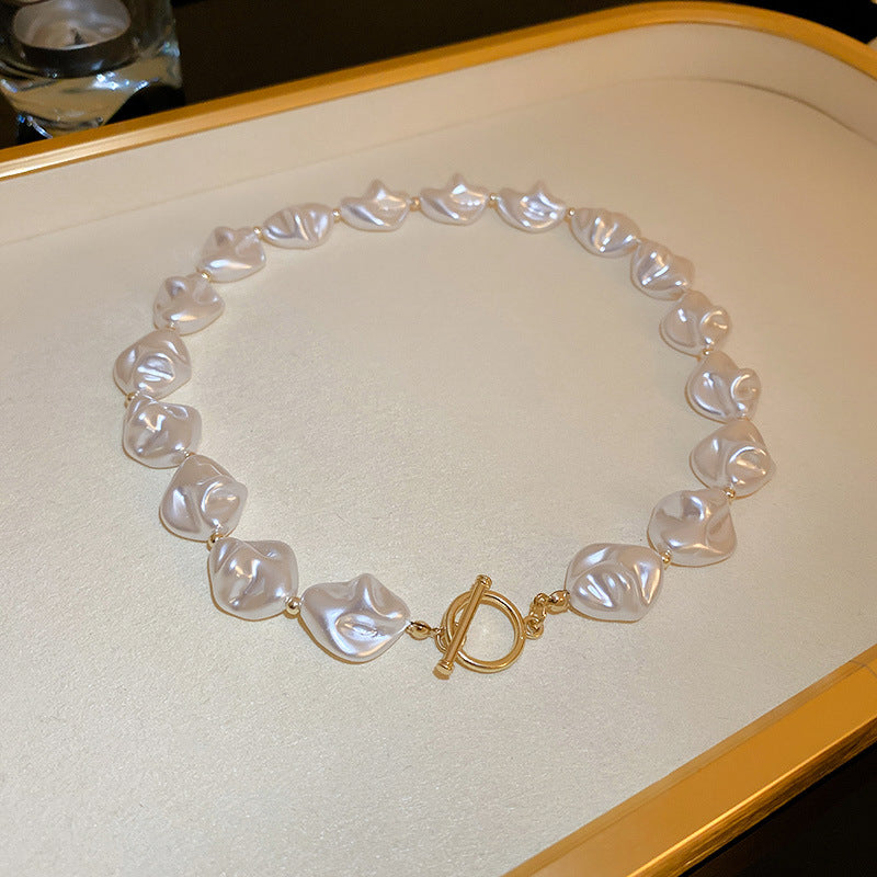 Gold-Plated Teardrop Zircon Pearl Necklace - view 12
