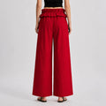 Summer Casual Fashion Tie-Front Lace Trim Loose Wide Leg Pants