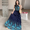 Women's Summer Ethnic Vacation Sleeveless Floral Printed Swing Dress + Camisole + Ski - 4-1#