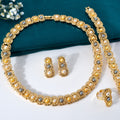 2025 New Luxury Square Cutout Set Pearl Rhinestone Necklace Earrings Bracelet Ring Set Classic Wholesale