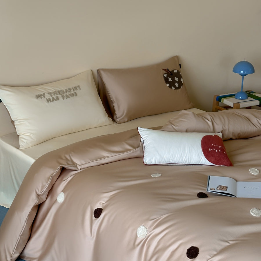Happy Apple Lemon Embroidered Cotton 4-Piece Bedding Set - view 2