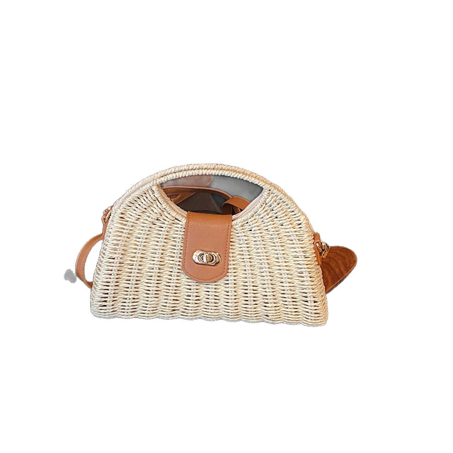 Minimalist Woven Straw Crossbody Tote Bag - view 5