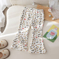 Girls' Cartoon Print Flared Wide-Leg Pants
