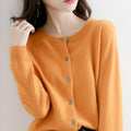 Women's Fall Korean Relaxed Plus Size Knit Wool Crew Neck Loose Sweater + Cardigan + - Black