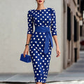 2026 Retro Polka Dot Fitted Mid-Length Dress