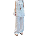 Summer Relaxed Linen Cotton Sleeveless Vest + Pants 2-Piece Set