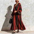 Fall Long Sleeve V-Neck Striped Printed Wide Leg Pants + Top 2-Piece Set