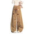 Spring Casual Versatile Embroidered Loose Wide Leg Pants