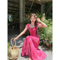 Plus Size Tie-Dye Embroidered Floral Camisole Dress, Sweet Fitted Long