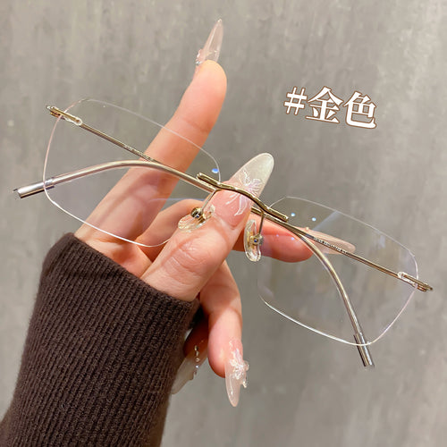 Beesfen 28165Y Ultra-Light Pure Titanium Rimless Glasses Anti-Blue With Rx Glasses Frame Cinnabar Sun Glasses Wholesale
