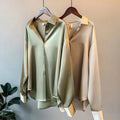 Spring-Summer Retro Versatile Satin Long Sleeve Drapey Shirt
