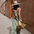 Women's Slim Strappy Seaside Vacation Maxi Dress