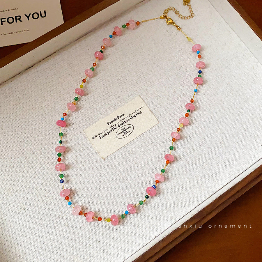 Stainless Steel Glass Bead Necklace - view 4