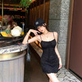 Retro Green Tie Camisole Fitted A-Line Short Dress