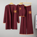 Fall-Winter Chanel-Style Casual Knit Long Wide Leg Pants + Cardigan + Tank Top + Jacket 3-Piece Set