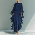 Chiffon Flared Sleeve Straight Leg Flared Pants + Top