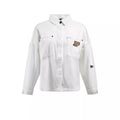 Women's Spring School Fashion Embroidered Long Sleeve Cropped Jacket 2026 - White