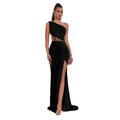 Women's One-Shoulder Patchwork Sexy Premium Socialite Evening Gown