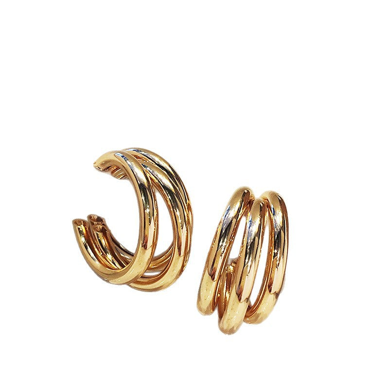 Irregular Layered C-Shaped Hoop Earrings - view 5