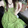 Forest Green Fringe Camisole Bohemian Vacation Dress