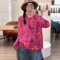 Women's Spring-Summer Casual Fashion Linen Cotton Printed Lightweight Loose Cardigan - Pink