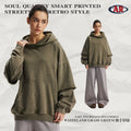 American Streetwear 430G Washed Distressed Snow-Denim Frayed Edge Faux Layered Hoodie