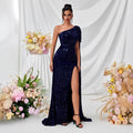 Women's One-Shoulder Sequin Evening Gown Party