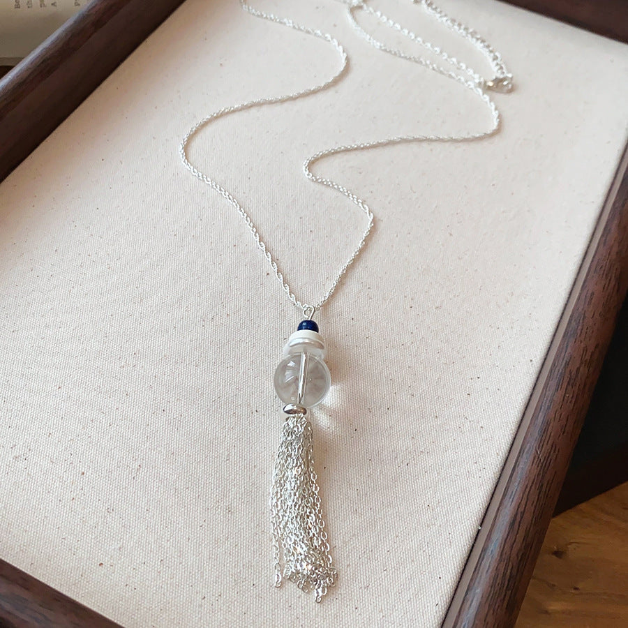 Vintage Stone Glass Pendant Pearl Necklace - view 7