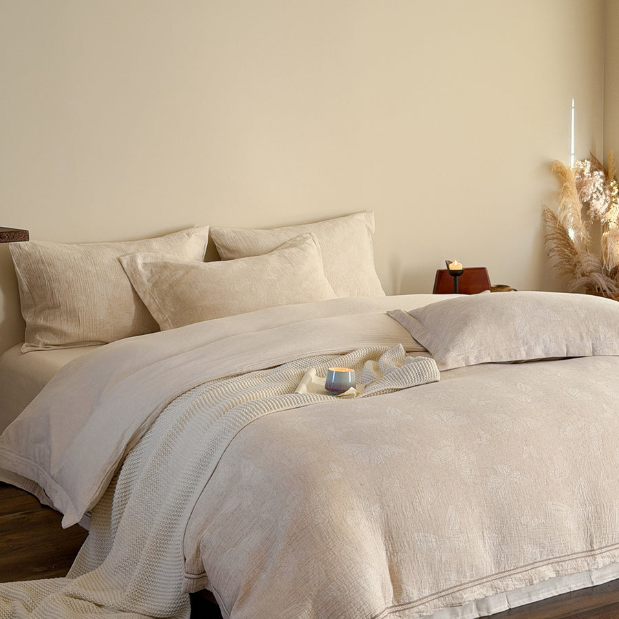Layered Beauty Cotton-Linen Jacquard 4-Piece Bedding Set – Yarn-Dyed Styles - view 2