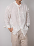 Nengmeng Neo-Chinese Stand Collar Linen Shirt