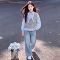 Girls' Preppy Knit Vest & Shirt Set