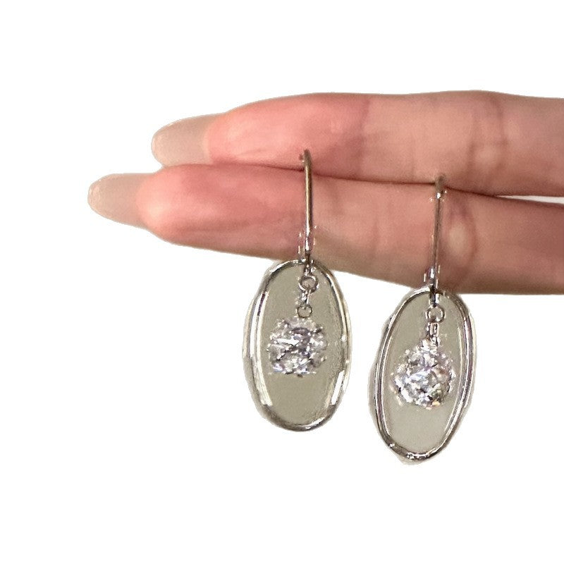 French Oval Zircon Stud Earrings - view 5
