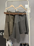 Fall Trendy Retro Asymmetric Skirt + Short Skirt