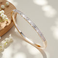 Overseas Light Luxury Fashionable Petal Cubic Zirconia Bangle Premium Versatile Hand Jewelry Item Simple Gold Open End Bracelet Wholesale