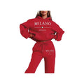 Fashion Plus Size Lined Printed Letter Print Hoodie Set