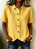 Summer Casual Short Sleeve Asymmetric Shirt