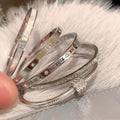 Light Luxury Premium Full Diamond Bangle Women Silver Titanium Fade-Resistant Bangle Bracelet New Couples Hand Jewelry Item