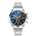 Factory Direct Vivid Blue Light Glass 3 Eye Steel Band Watch Men Quartz Watch Gift Men Overseas Watch